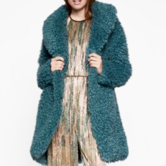 BCBGeneration Jackets & Blazers - BCBGeneration Teddy Faux Fur Teal Blue Coat